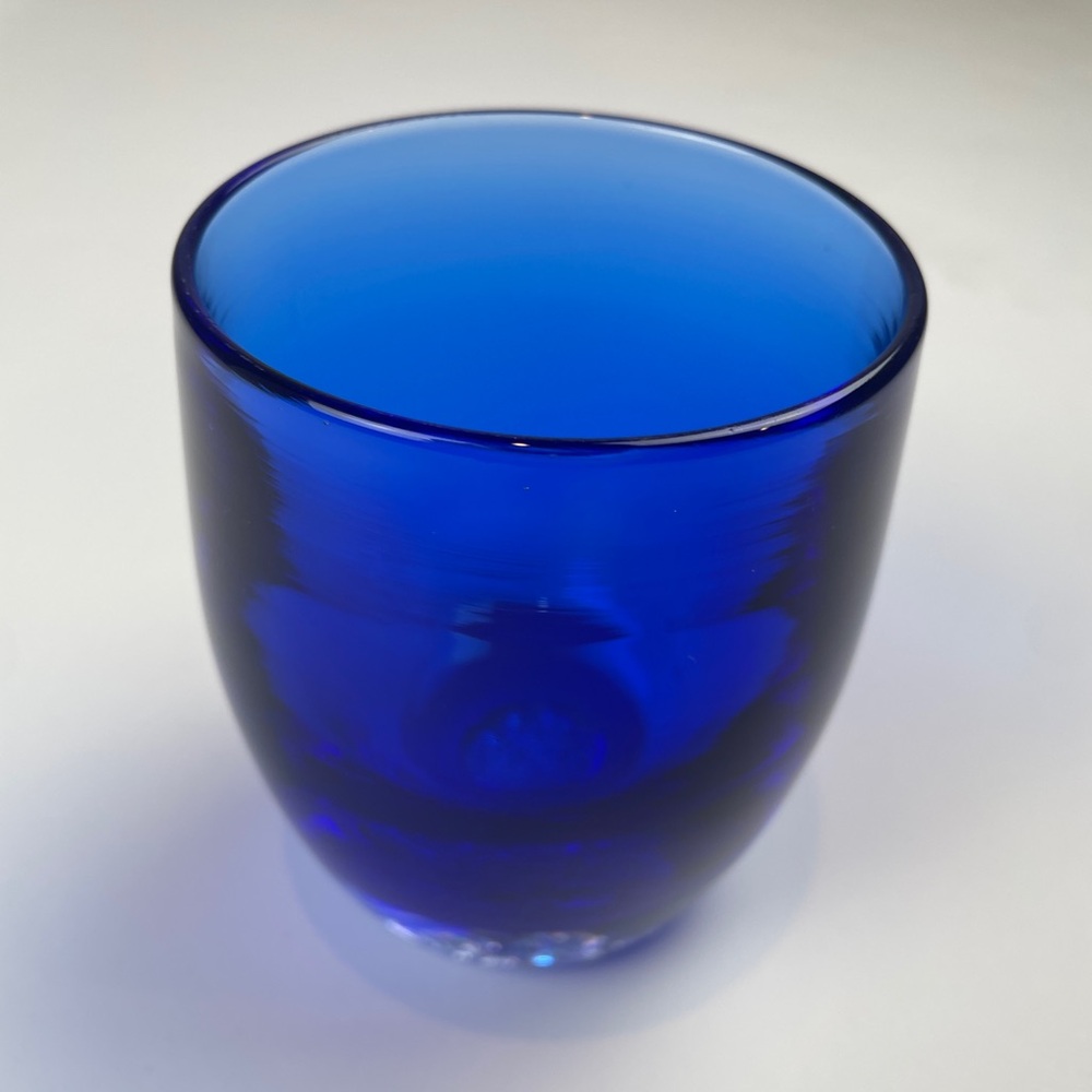GLASSYBABY Egrari Beauty Royal Deep Translucent Blue Votive Candle Holder RARE - Picture 11 of 14
